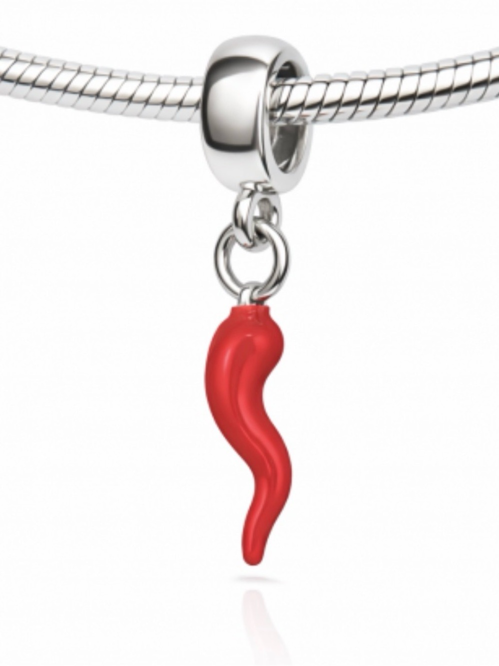 Red Horn Dangle Charm Pendant on Snake Chain